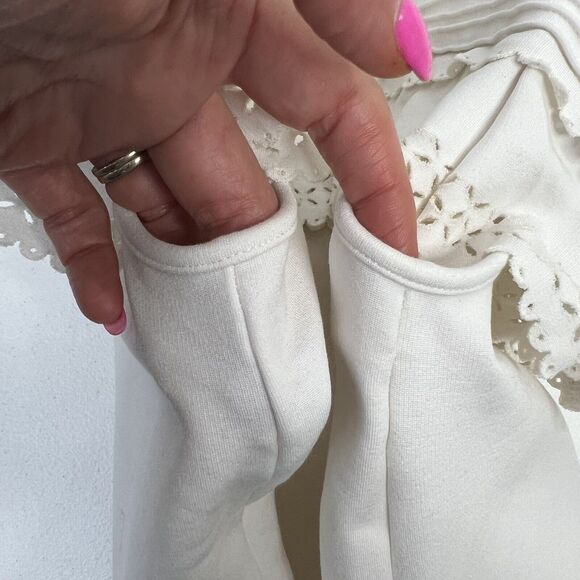 Red Valentino Sz S Top Ruffle Scallop Cream Cold Off Shoulder Blouse Boxy Italy - Picture 8 of 10